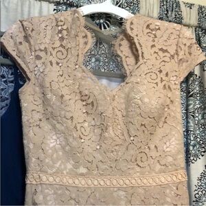 Eliza J Lace Maxi Dress in Beige